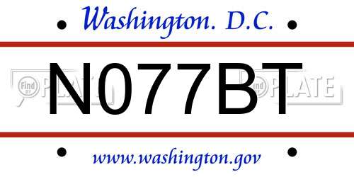 N077BT District Of Columbia License Plate