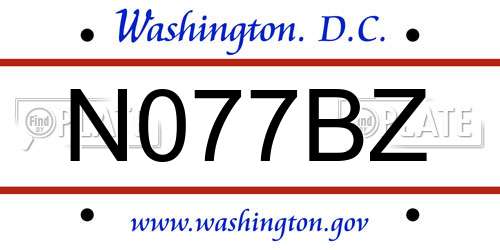 N077BZ District Of Columbia License Plate