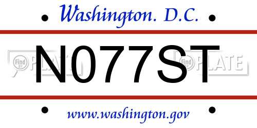 N077ST District Of Columbia License Plate