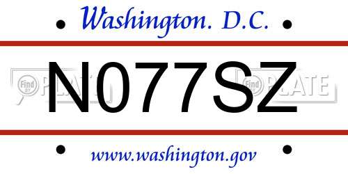N077SZ District Of Columbia License Plate