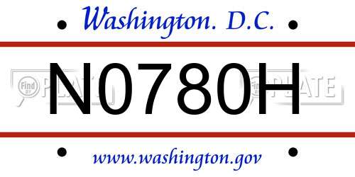 N0780H District Of Columbia License Plate
