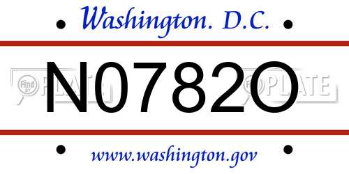 N0782O District Of Columbia License Plate