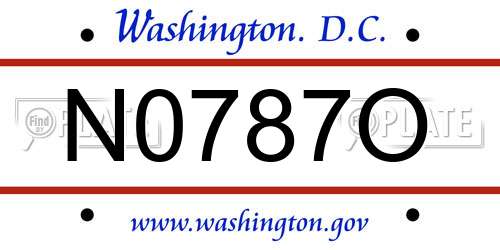 N0787O District Of Columbia License Plate