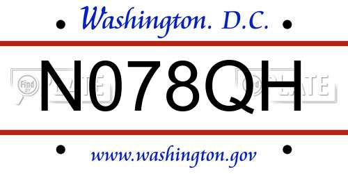 N078QH District Of Columbia License Plate