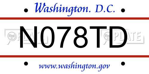 N078TD District Of Columbia License Plate