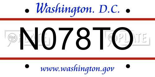 N078TO District Of Columbia License Plate