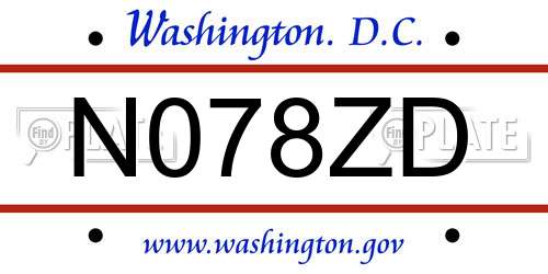 N078ZD District Of Columbia License Plate