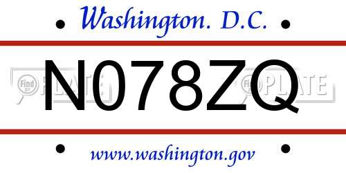 N078ZQ District Of Columbia License Plate