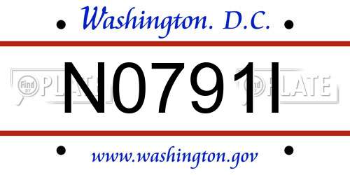 N0791I District Of Columbia License Plate