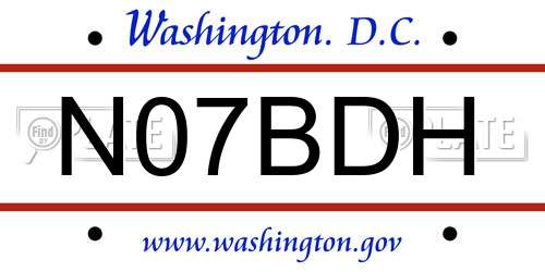 N07BDH District Of Columbia License Plate