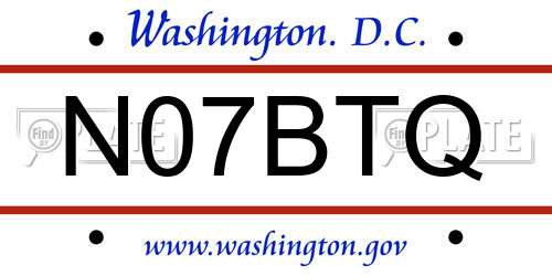 N07BTQ District Of Columbia License Plate