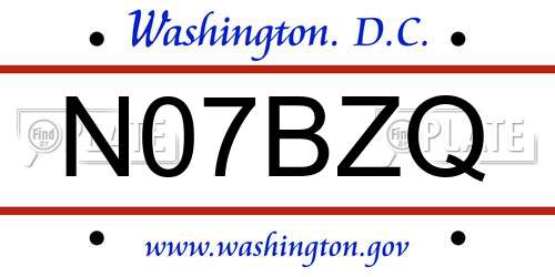 N07BZQ District Of Columbia License Plate