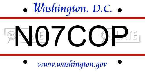 N07COP District Of Columbia License Plate
