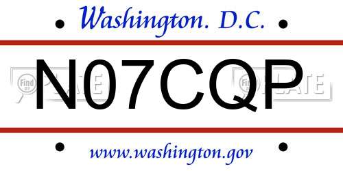 N07CQP District Of Columbia License Plate