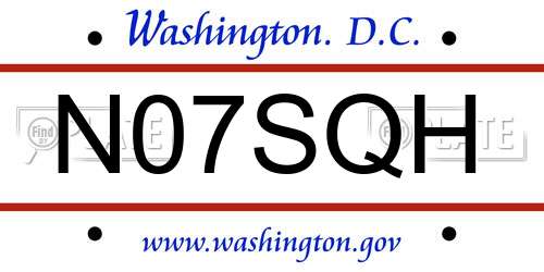 N07SQH District Of Columbia License Plate