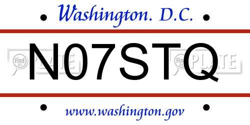 N07STQ District Of Columbia License Plate