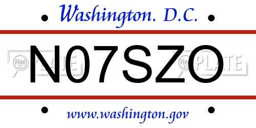 N07SZO District Of Columbia License Plate