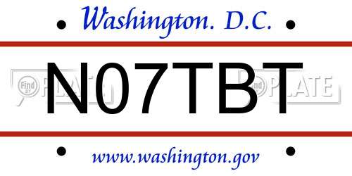 N07TBT District Of Columbia License Plate