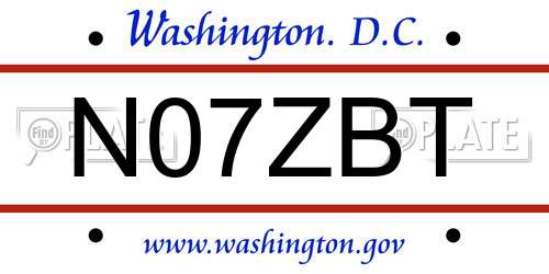 N07ZBT District Of Columbia License Plate