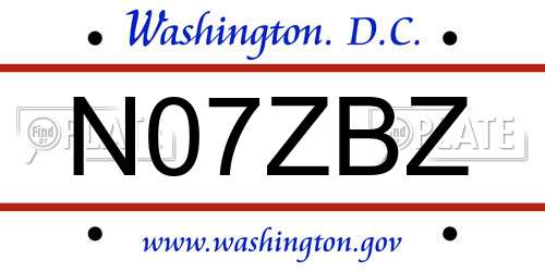 N07ZBZ District Of Columbia License Plate