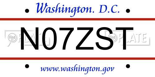 N07ZST District Of Columbia License Plate