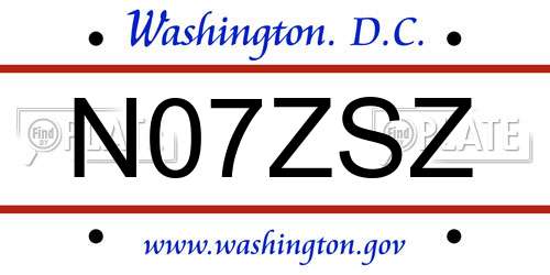 N07ZSZ District Of Columbia License Plate