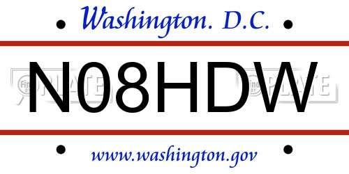 N08HDW District Of Columbia License Plate