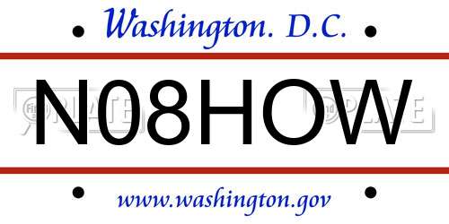 N08HOW District Of Columbia License Plate
