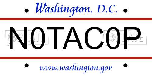 N0TAC0P District Of Columbia License Plate