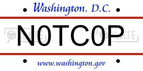 N0TC0P District Of Columbia License Plate