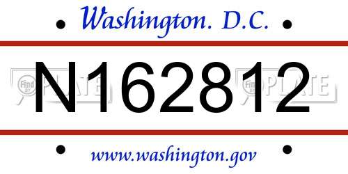 N162812 District Of Columbia License Plate