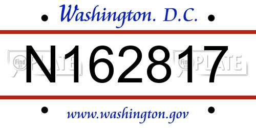 N162817 District Of Columbia License Plate