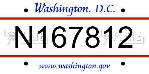 N167812 District Of Columbia License Plate