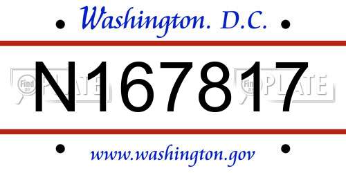 N167817 District Of Columbia License Plate