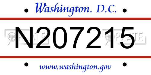 N207215 District Of Columbia License Plate
