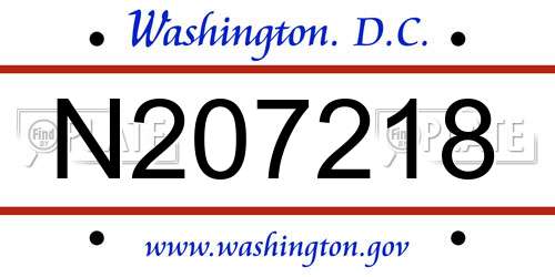 N207218 District Of Columbia License Plate