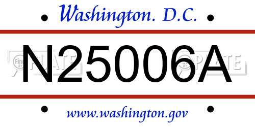 N25006A District Of Columbia License Plate
