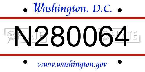 N280064 District Of Columbia License Plate