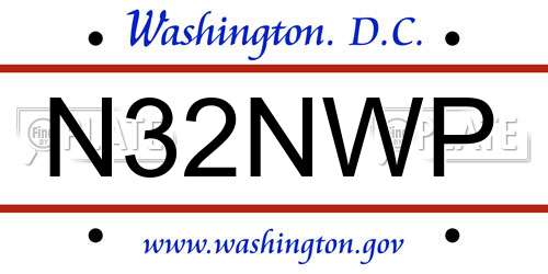 N32NWP District Of Columbia License Plate