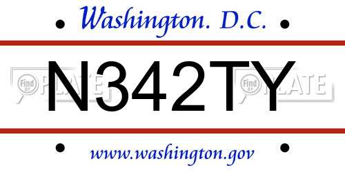 N342TY District Of Columbia License Plate