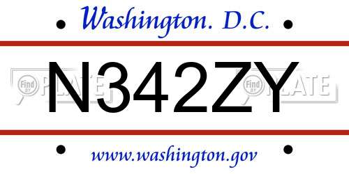 N342ZY District Of Columbia License Plate