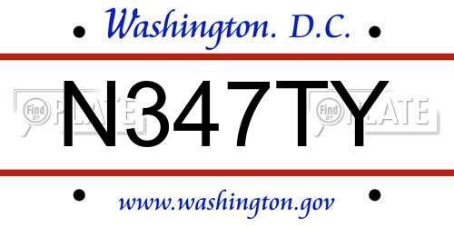 N347TY District Of Columbia License Plate
