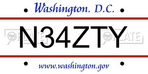 N34ZTY District Of Columbia License Plate