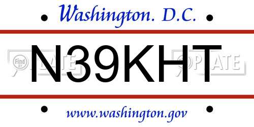 N39KHT District Of Columbia License Plate