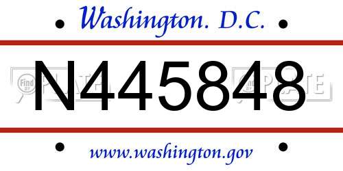 N445848 District Of Columbia License Plate