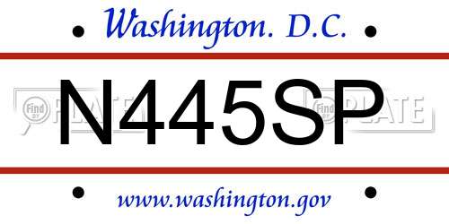 N445SP District Of Columbia License Plate