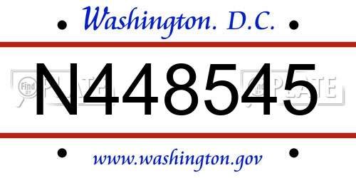 N448545 District Of Columbia License Plate