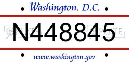 N448845 District Of Columbia License Plate
