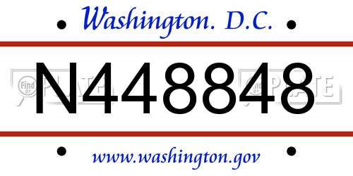 N448848 District Of Columbia License Plate