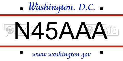 N45AAA District Of Columbia License Plate